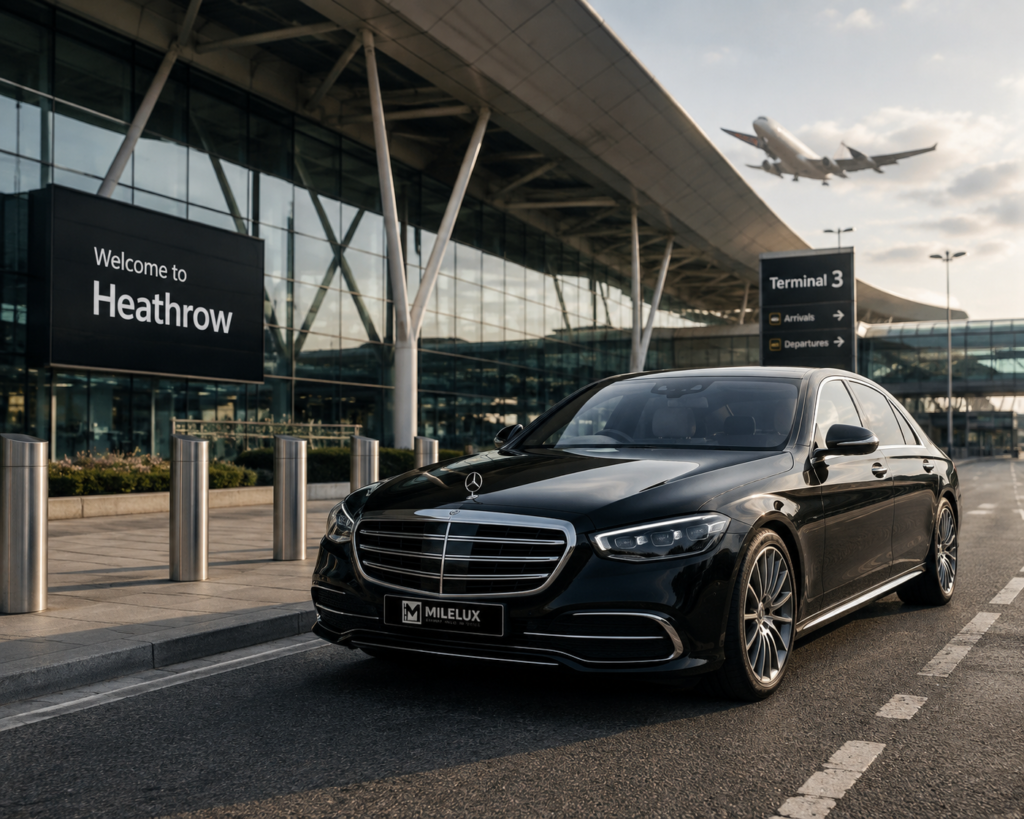Milelux premium chauffeur at Heathrow Airport